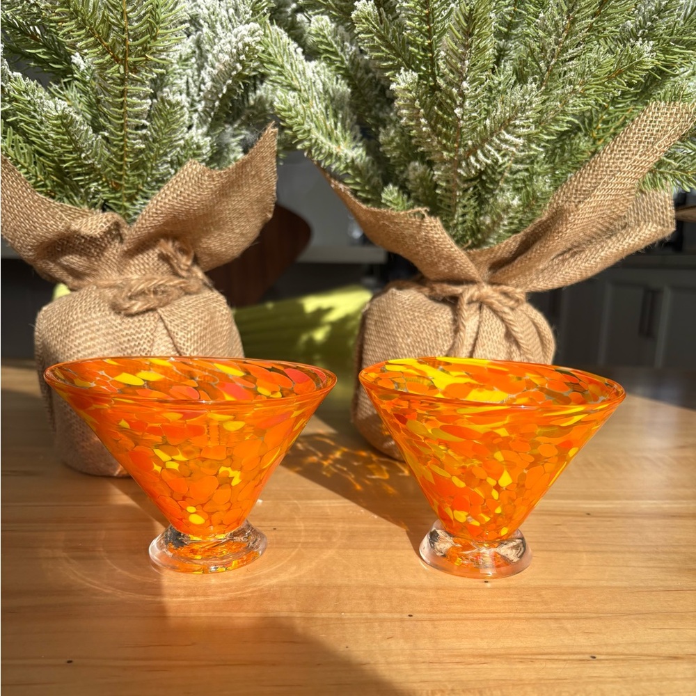 Martini or dessert glasses Handblown Artisan made Kingston Glass Set of 2
